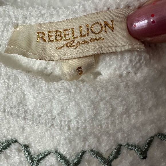REBELLION White Crochet Cropped Embroidered Summer Sleeveless Top Small BN - Picture 5 of 6